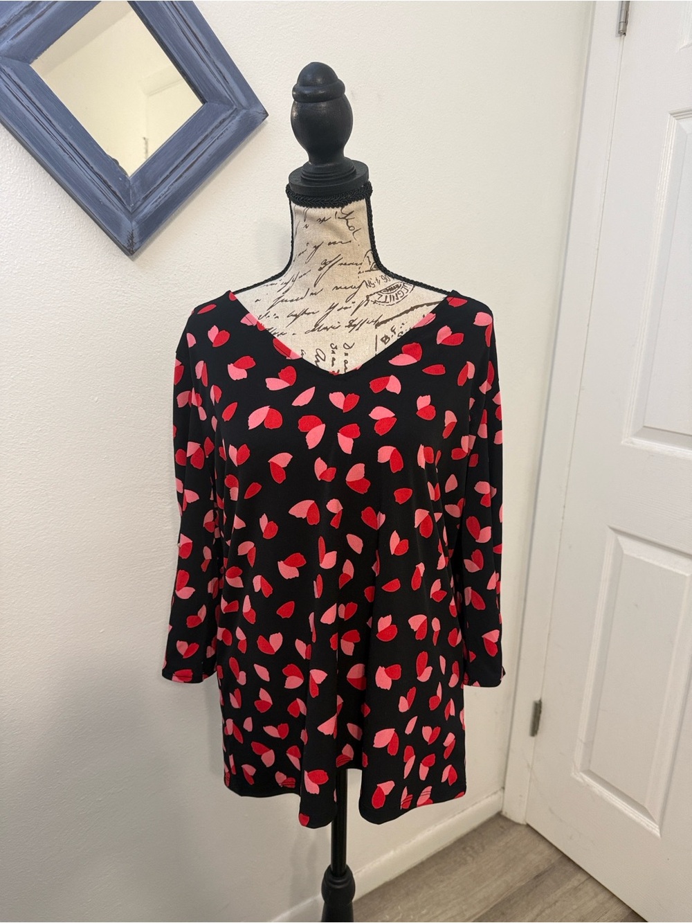 Michael Kors Black One-Shoulder Dress with Red Heart Motif